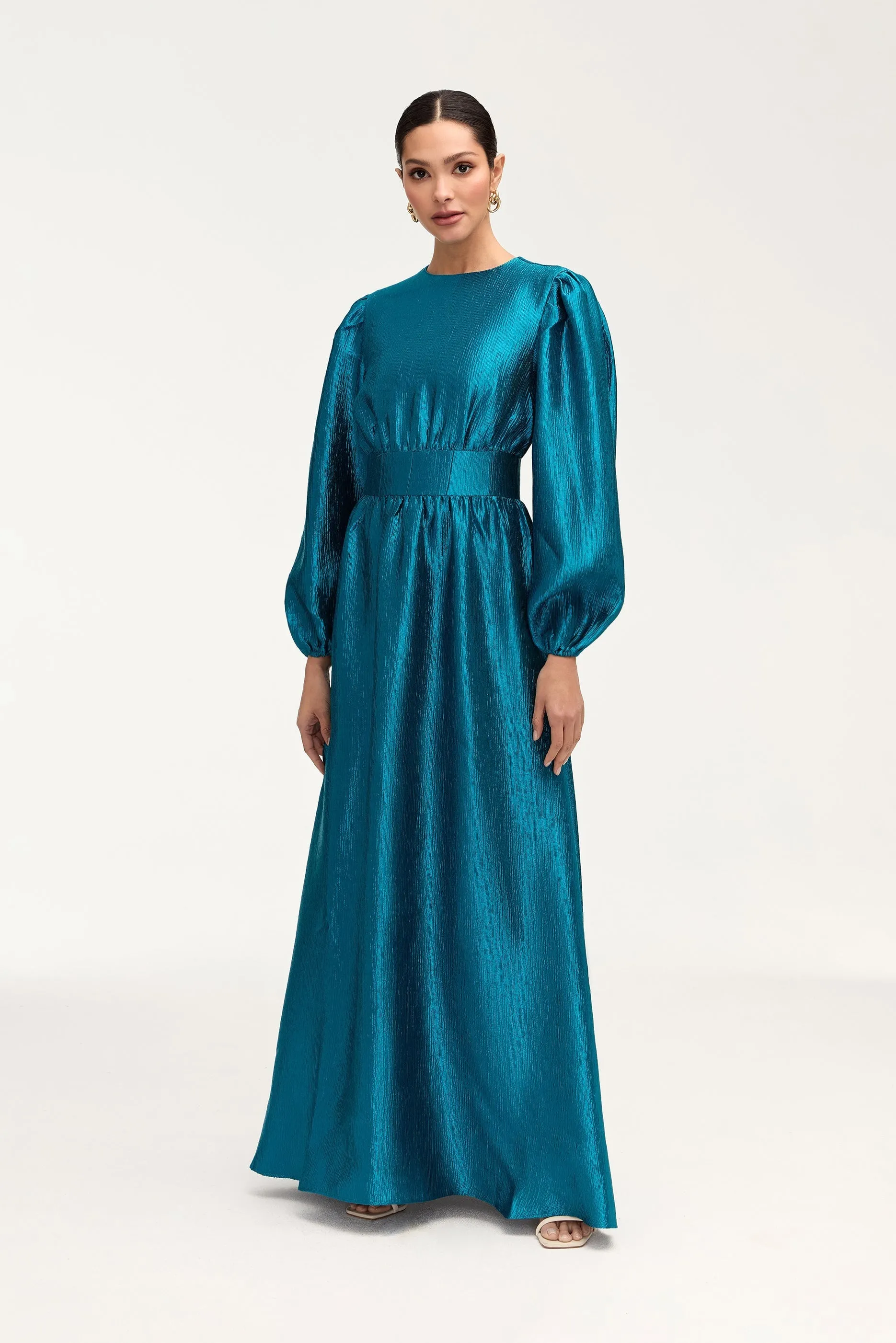 Raya Balloon Sleeve Maxi Dress - Deep Lagoon