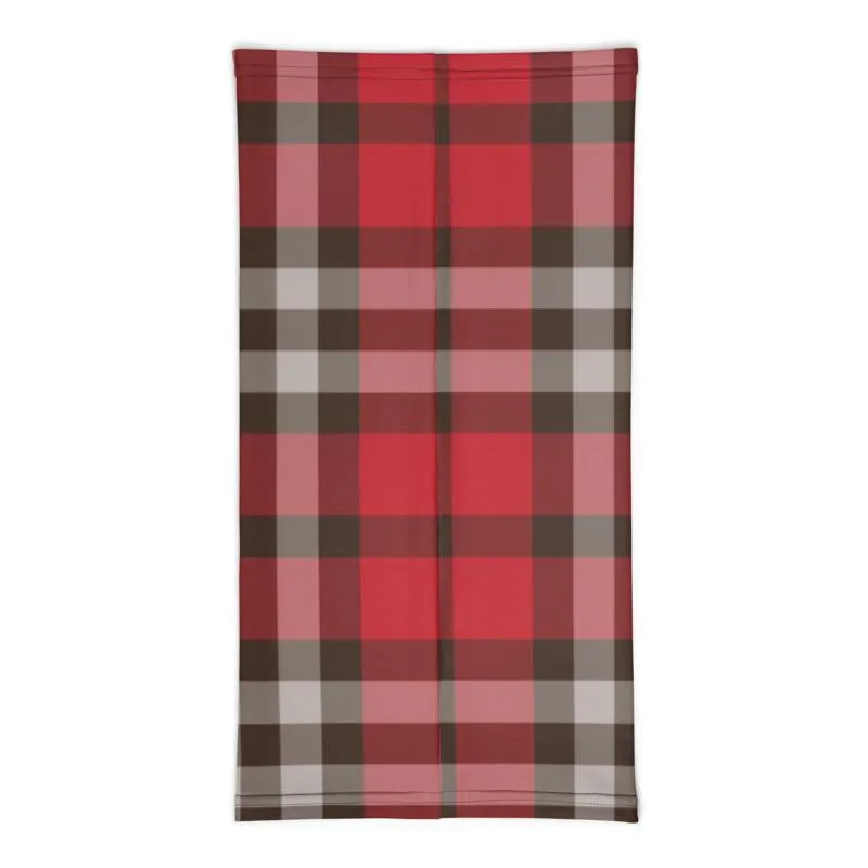 Red brown plaid gray checkered - neck gaiter 12 in 1 face cover head wear headband wrap balaclava mask head wear beanie - US Fast Shipping