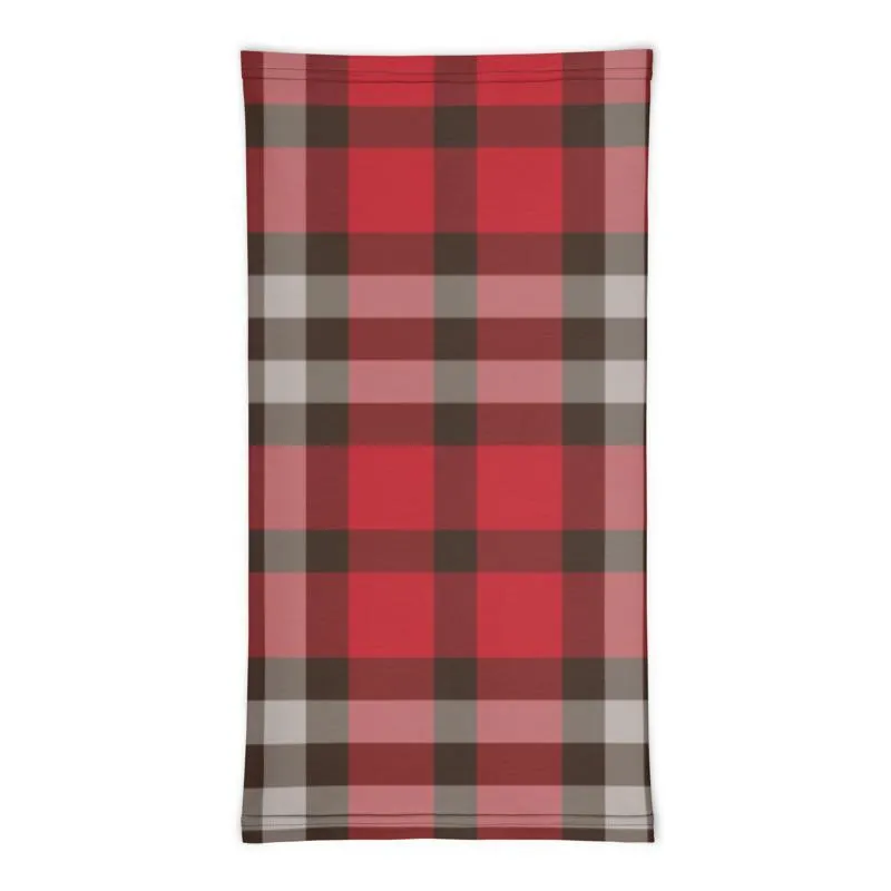 Red brown plaid gray checkered - neck gaiter 12 in 1 face cover head wear headband wrap balaclava mask head wear beanie - US Fast Shipping