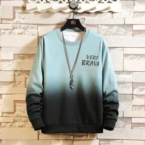 Round Neck Gradient Long-Sleeved Casual Sweatshirt