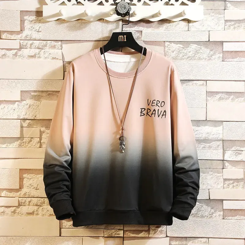 Round Neck Gradient Long-Sleeved Casual Sweatshirt