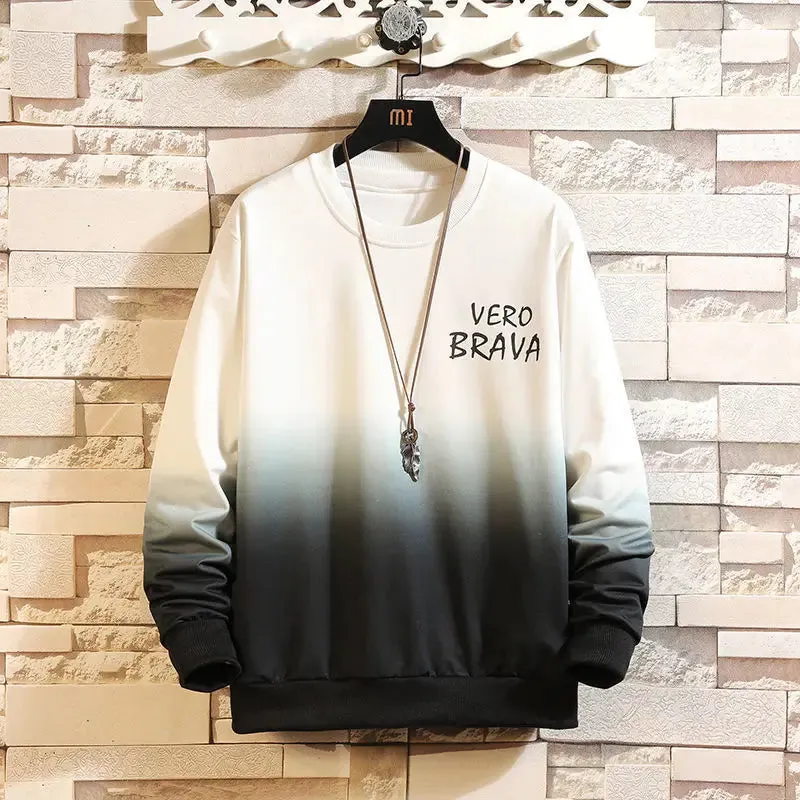 Round Neck Gradient Long-Sleeved Casual Sweatshirt