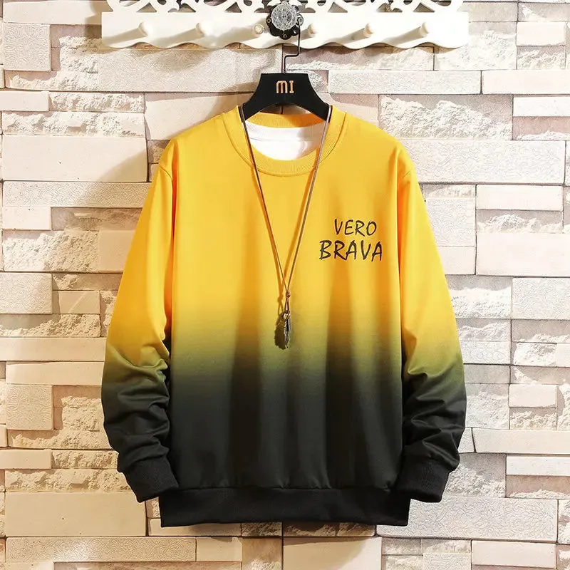 Round Neck Gradient Long-Sleeved Casual Sweatshirt