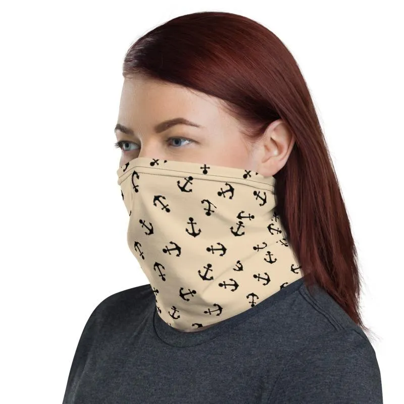 Ship anchor black pattern mask Face cover, Neck Gaiter scarve, Headwear, Headband, Bandana, Balaclava, Beanie, Wristband, Hairband, Hood, Head wrap made in US