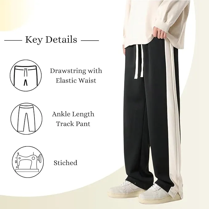 Side Striped Relaxed Fit Track Pants for Men - DWNTWN