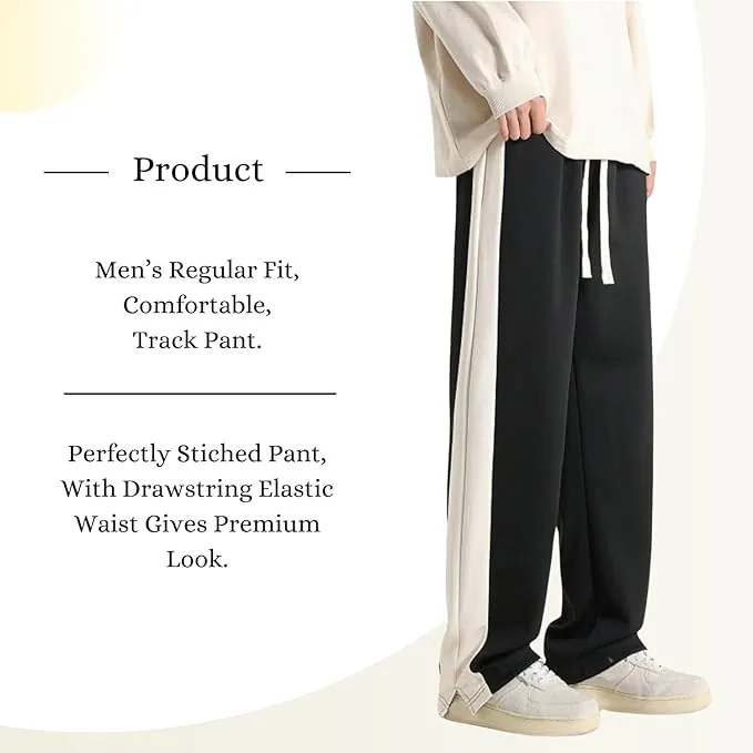 Side Striped Relaxed Fit Track Pants for Men - DWNTWN