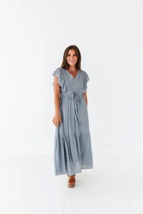 Tillie Midi Dress in Dusty Blue