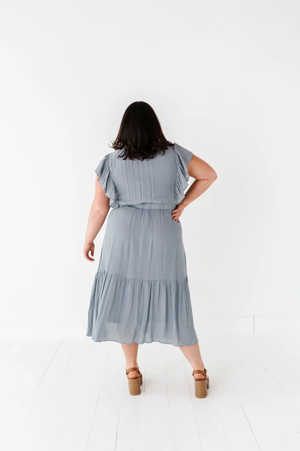 Tillie Midi Dress in Dusty Blue