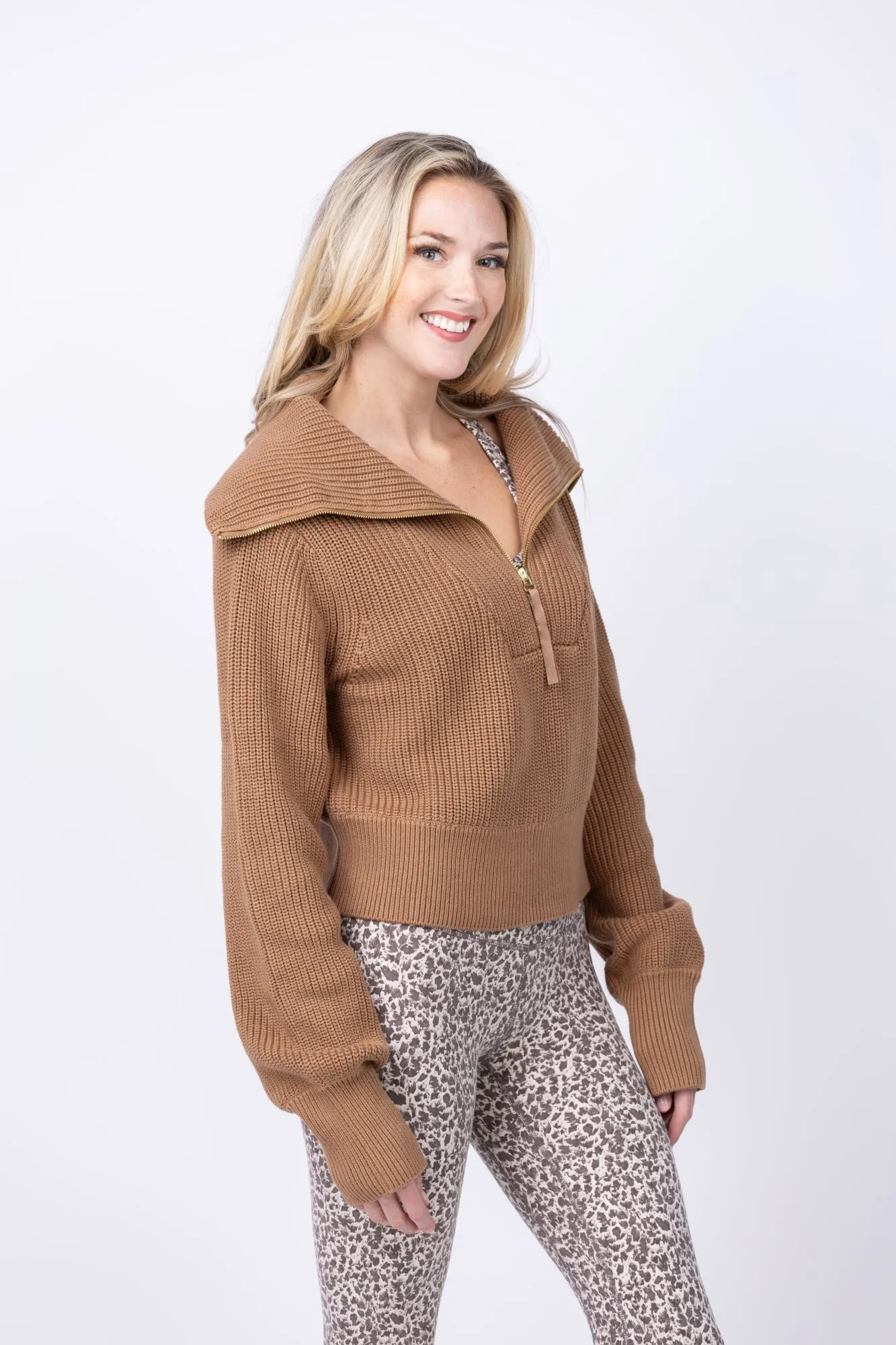 Varley Mentone Knit Pullover in Golden Bronze