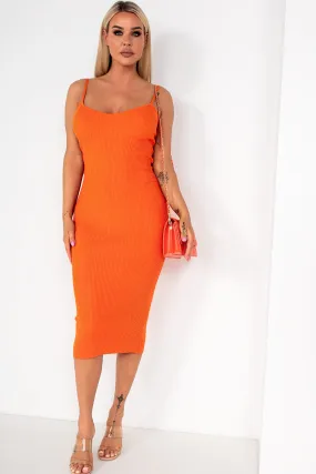 Vivien Orange Ribbed Knit Dress