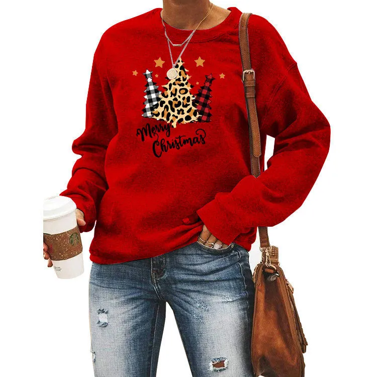 Women’s Christmas Pattern Long Sleeve Pullover – Festive & Cozy Holiday Shirt