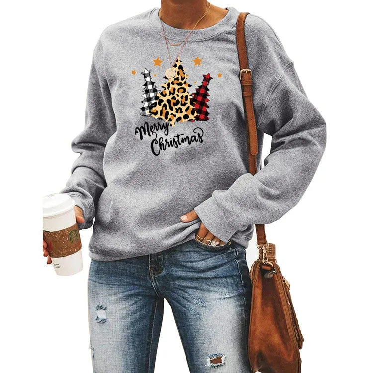 Women’s Christmas Pattern Long Sleeve Pullover – Festive & Cozy Holiday Shirt