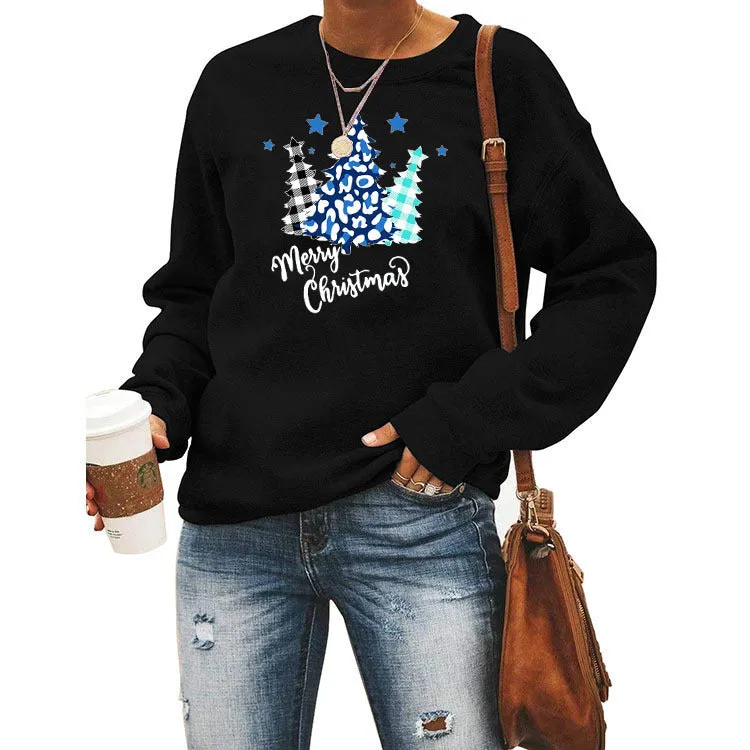 Women’s Christmas Pattern Long Sleeve Pullover – Festive & Cozy Holiday Shirt