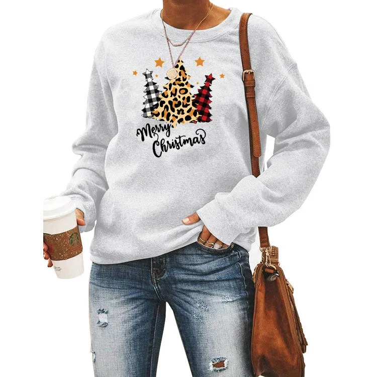 Women’s Christmas Pattern Long Sleeve Pullover – Festive & Cozy Holiday Shirt