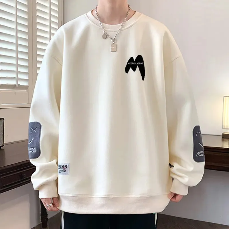 Youth Fleece-lined Thickened Men's Sweater Autumn And Winter Loose Fashion Brand Warm Sweatshirt